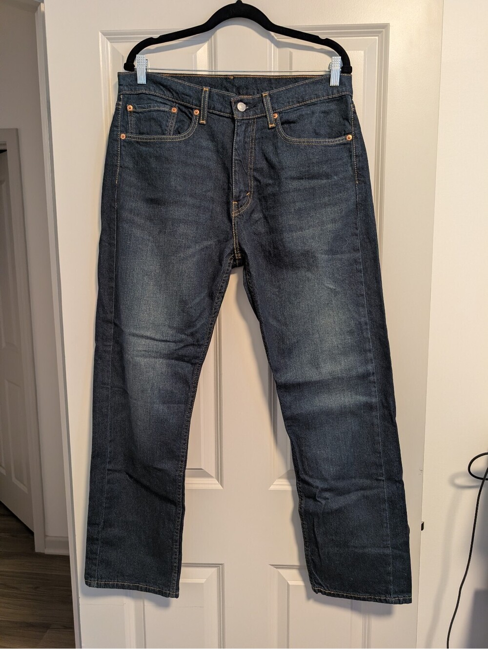 1767 - Levi's 505 Regular Fit Jeans W34 L30 Dark Blue Denim